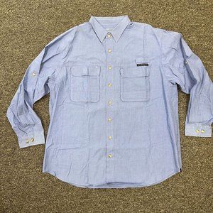 Exofficio Fishing Shirt Mens 2XL Blue Insect Shield Button Vented Outdoor
